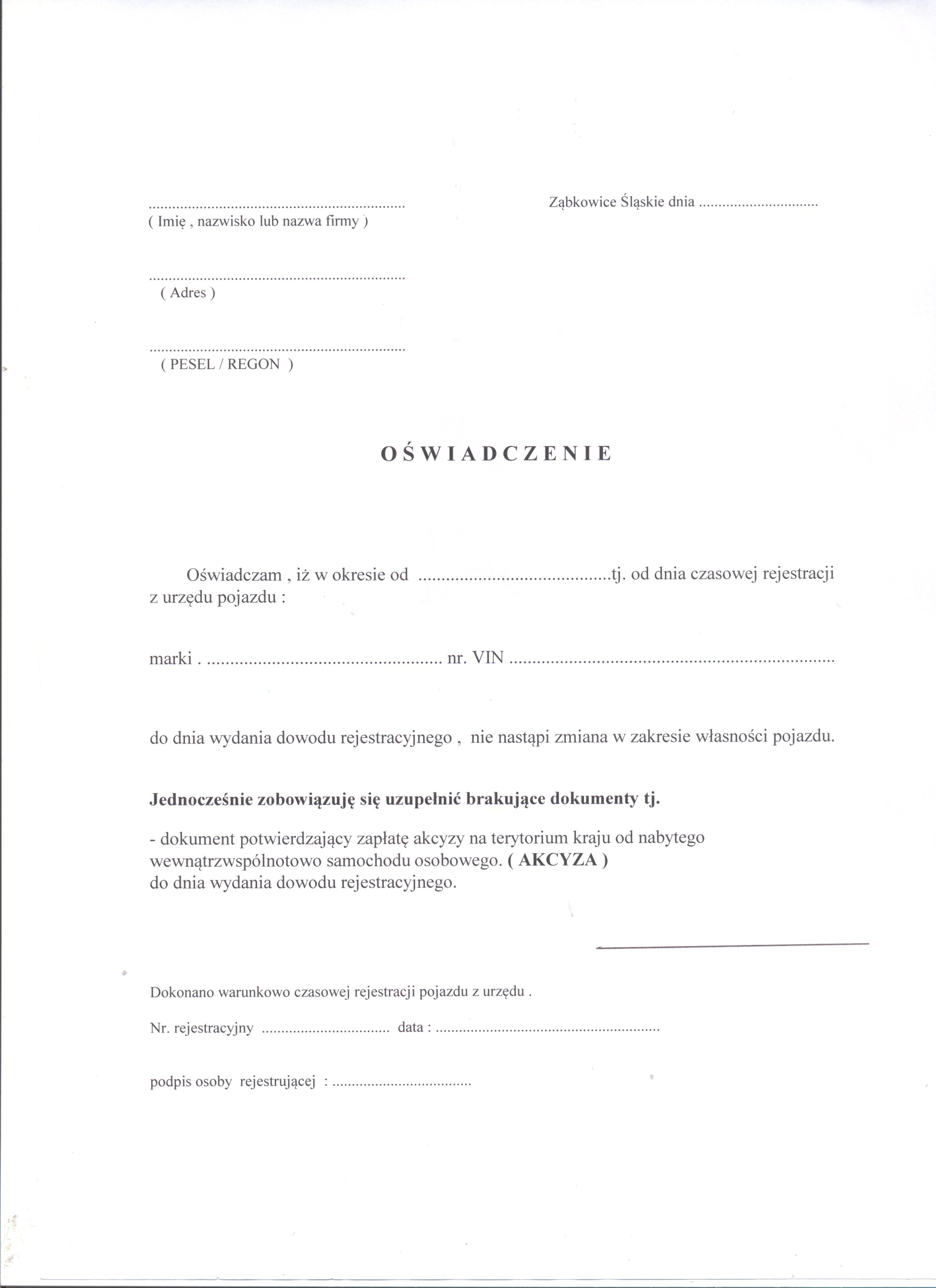 Rejestracja pojazdu - pojazd sprowadzony z zagranicy - Bip - Powiat